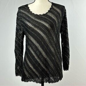 CHICO'S (DESIGNS) vintage metallic loose knit sweater - size 0